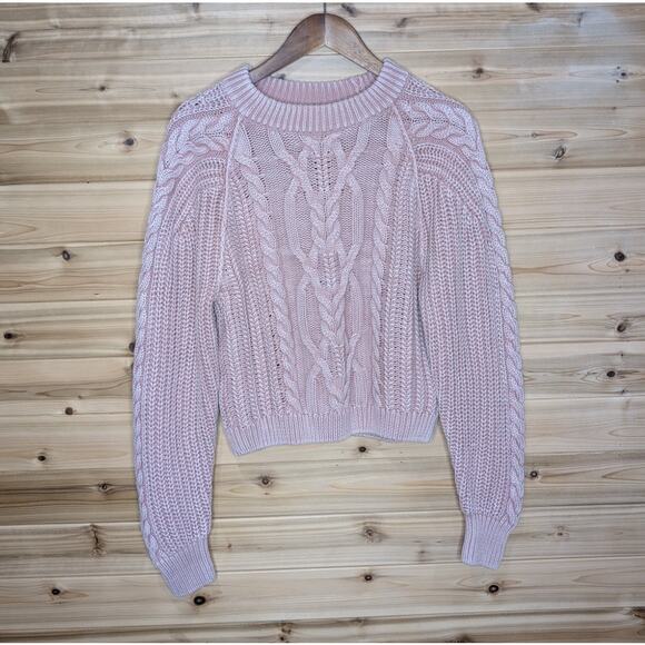 Free People Sweater Womens XS Dusty Pink Cable Knit - Picture 1 of 10
